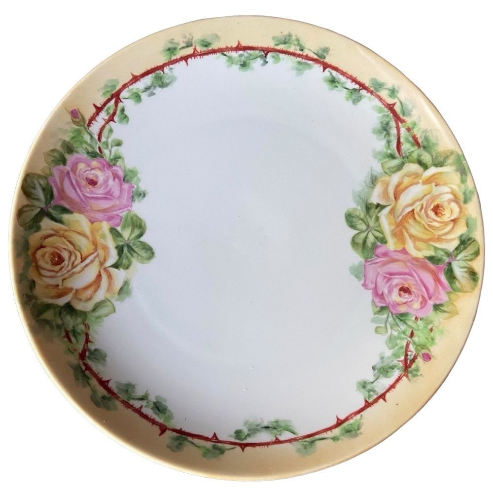 O & EG Royal Austria Handpainted Roses With Thorns plate